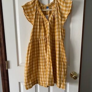 Old Navy Yellow Plaid Dress